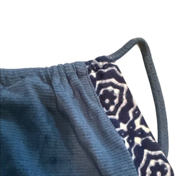 Lucky Brand Teal Blue Floral Embroidered Halter Neck Tank Top Women's M - Picture 7 of 10